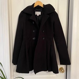 Xhilaration Black Pea Coat with Flared Skirt